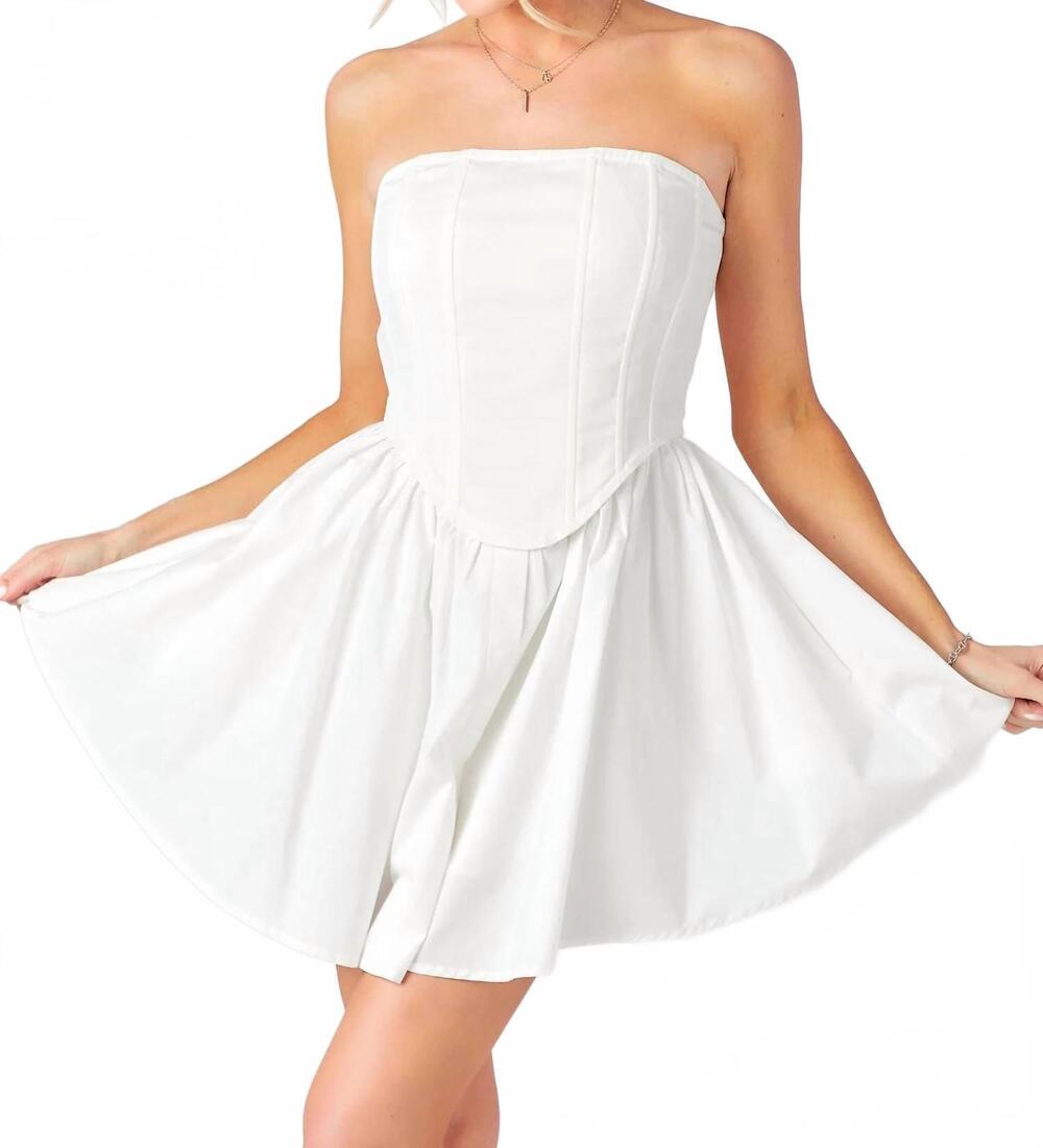 NEW BABY PINK strapless tube babydoll mini dress in white